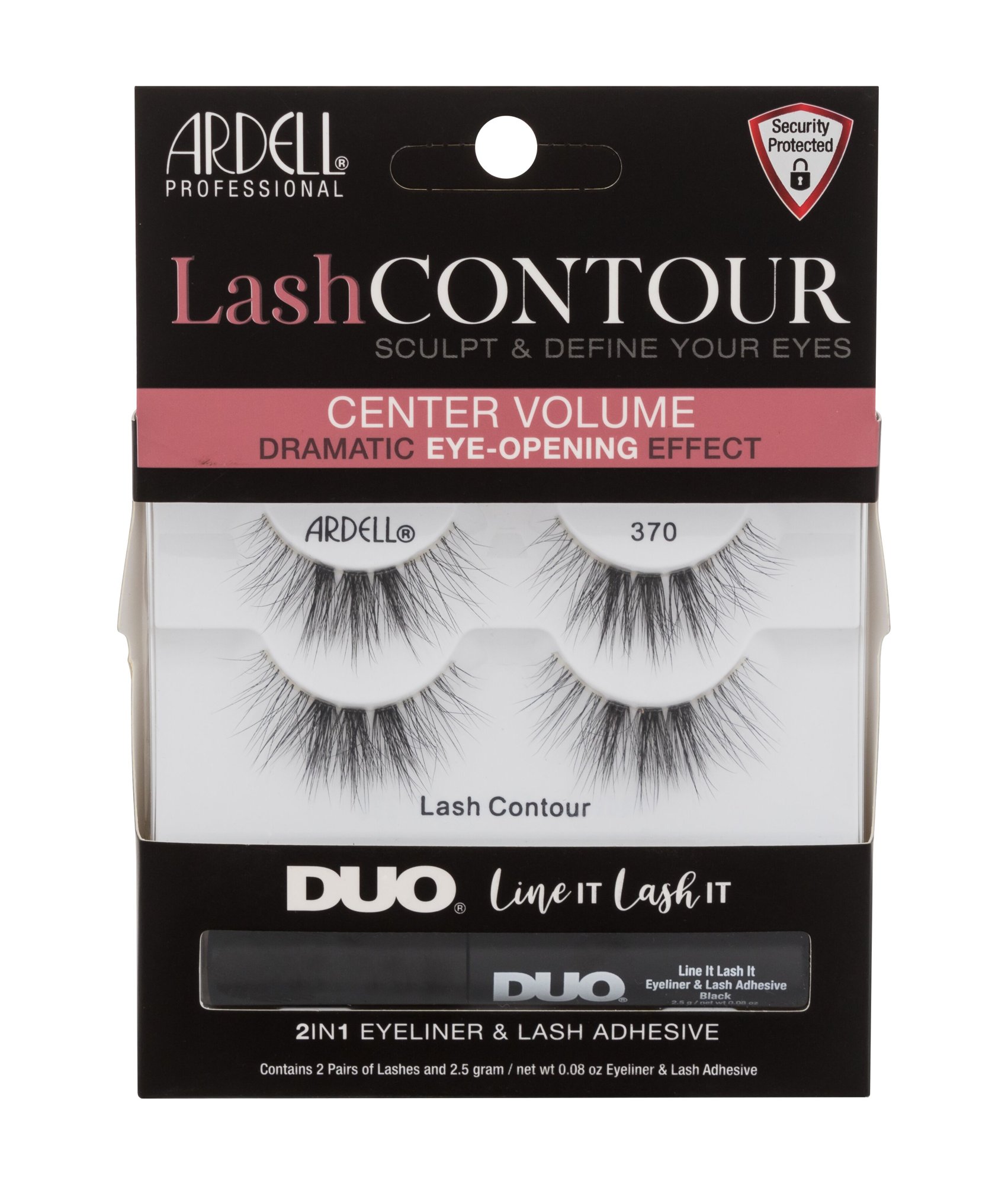 Ardell Lash Contour 2vnt False Lash Contour 370 2 pairs + Duo Line It Lash It 2in1 Eyeliner & Lash Adhesive 2,5 g dirbtinės blakstienos Rinkinys