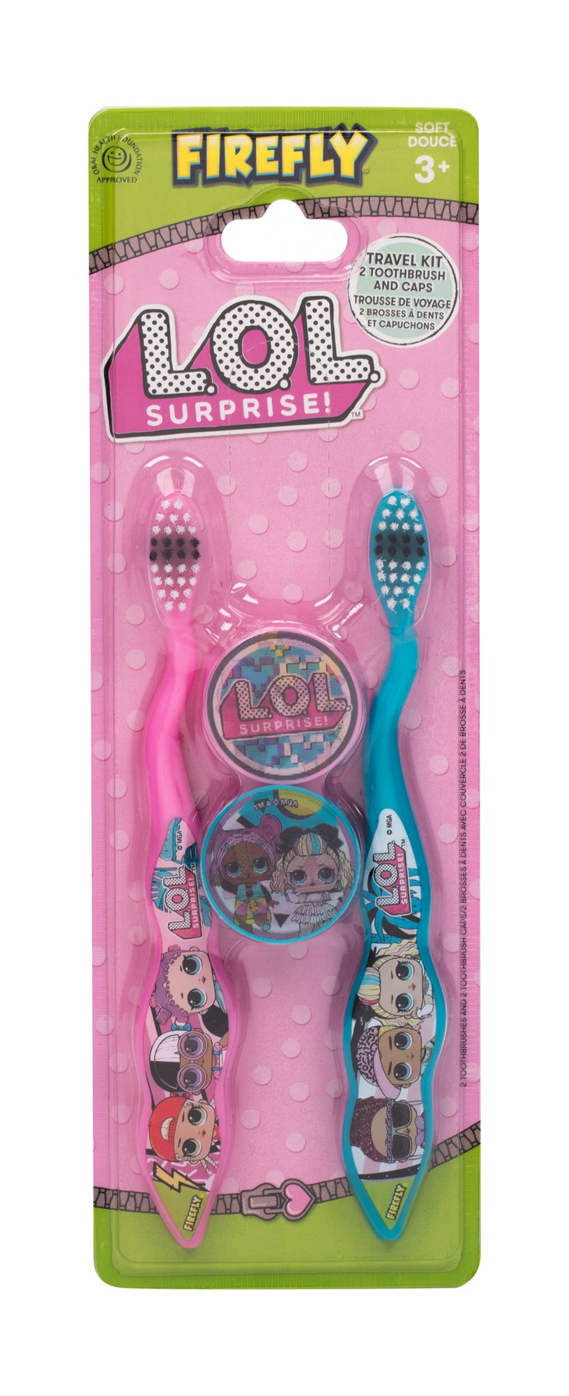 EP Line LOL Surprise 2vnt Toothbrush 2 x + 2 x Case dantų šepetėlis Rinkinys