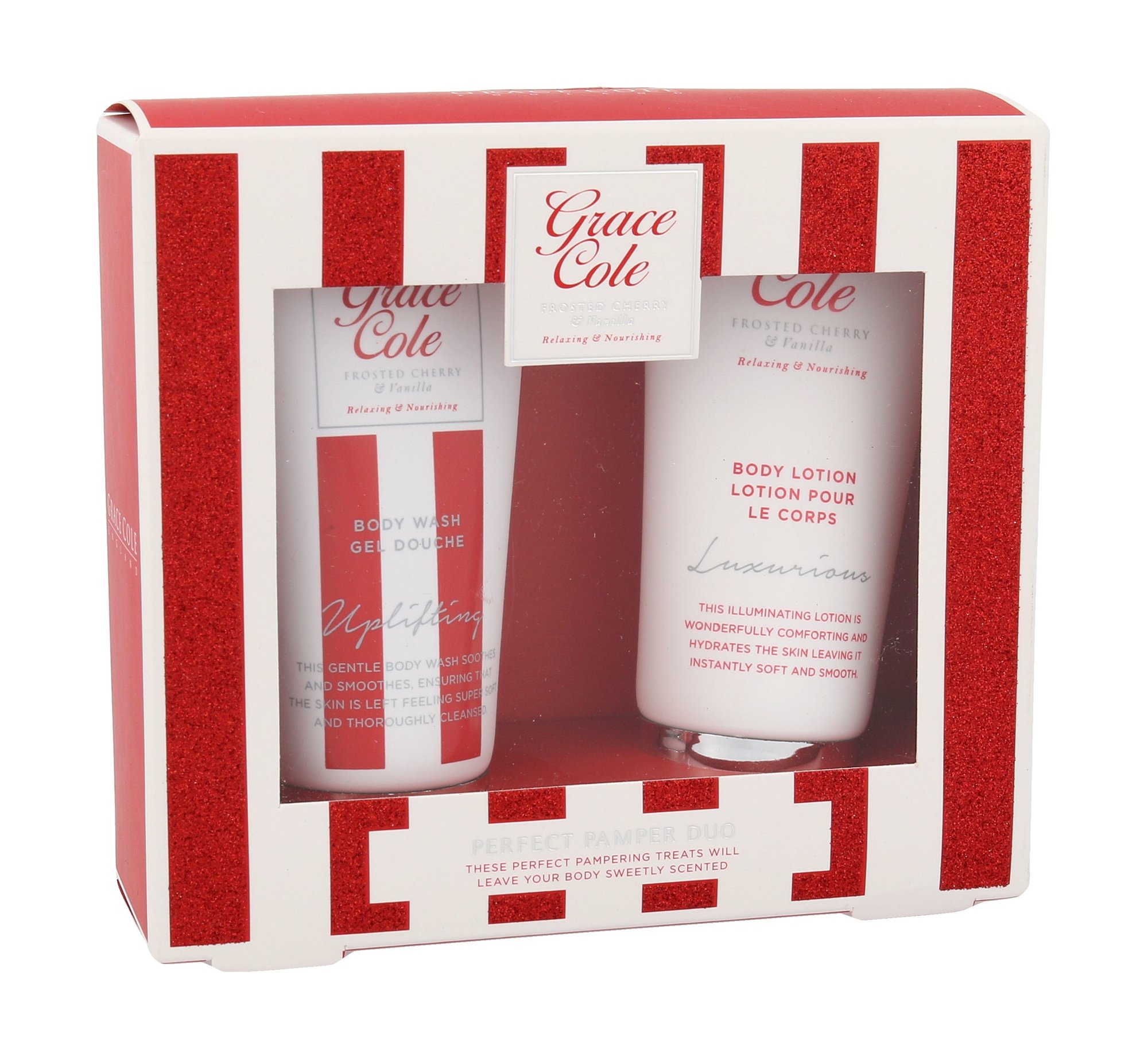 Grace Cole Frosted Cherry & Vanilla 50ml Shower gel Uplifting 50 ml + Body lotion Luxurious 50 ml dušo želė Rinkinys