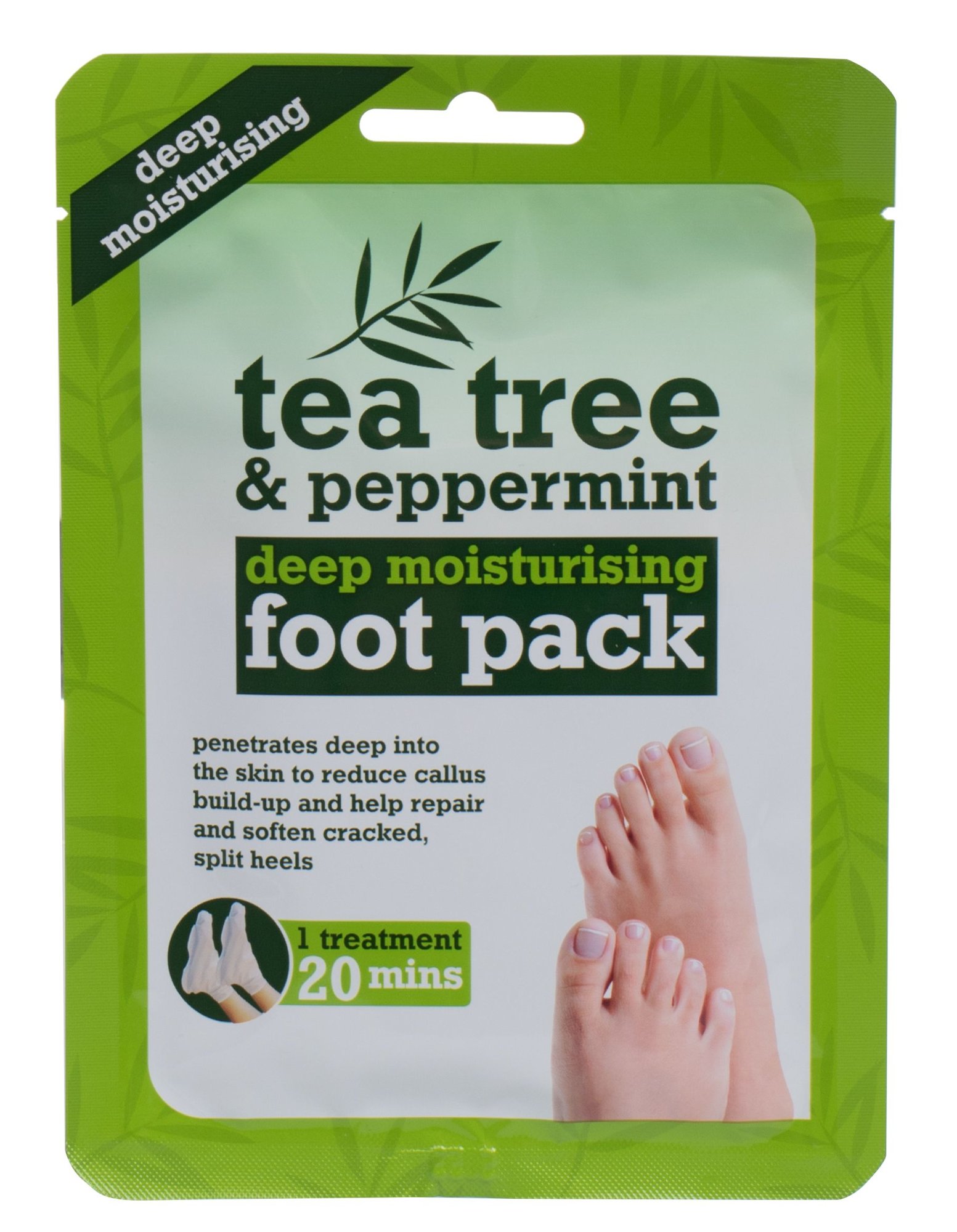 Xpel Tea Tree Tea Tree & Peppermint Deep Moisturising Foot Pack 1vnt kojų kaukė