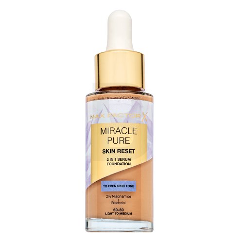 Max Factor Miracle Pure Skin Reset 2in1 Serum Foundation 60-80 Light to Medium 30 ml 30