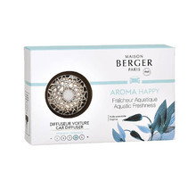 Maison Berger Paris Aroma Happy Chrome Set ( Svěžest vody ) - D&aacute;rkov&aacute; sada difuz&eacute;r do auta + n&aacute;plň namų apyvokos priemonė