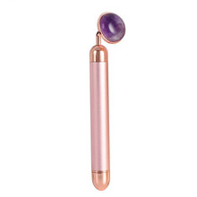 Palsar 7 Jade Roller Massager Electric Pink Handle and Amethyst Jade Moterims