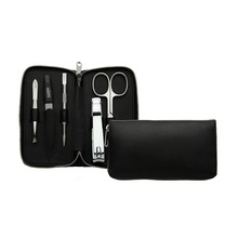 DuKaS Premium Line - Black manicure set for men, 6-piece zipper Vyrams