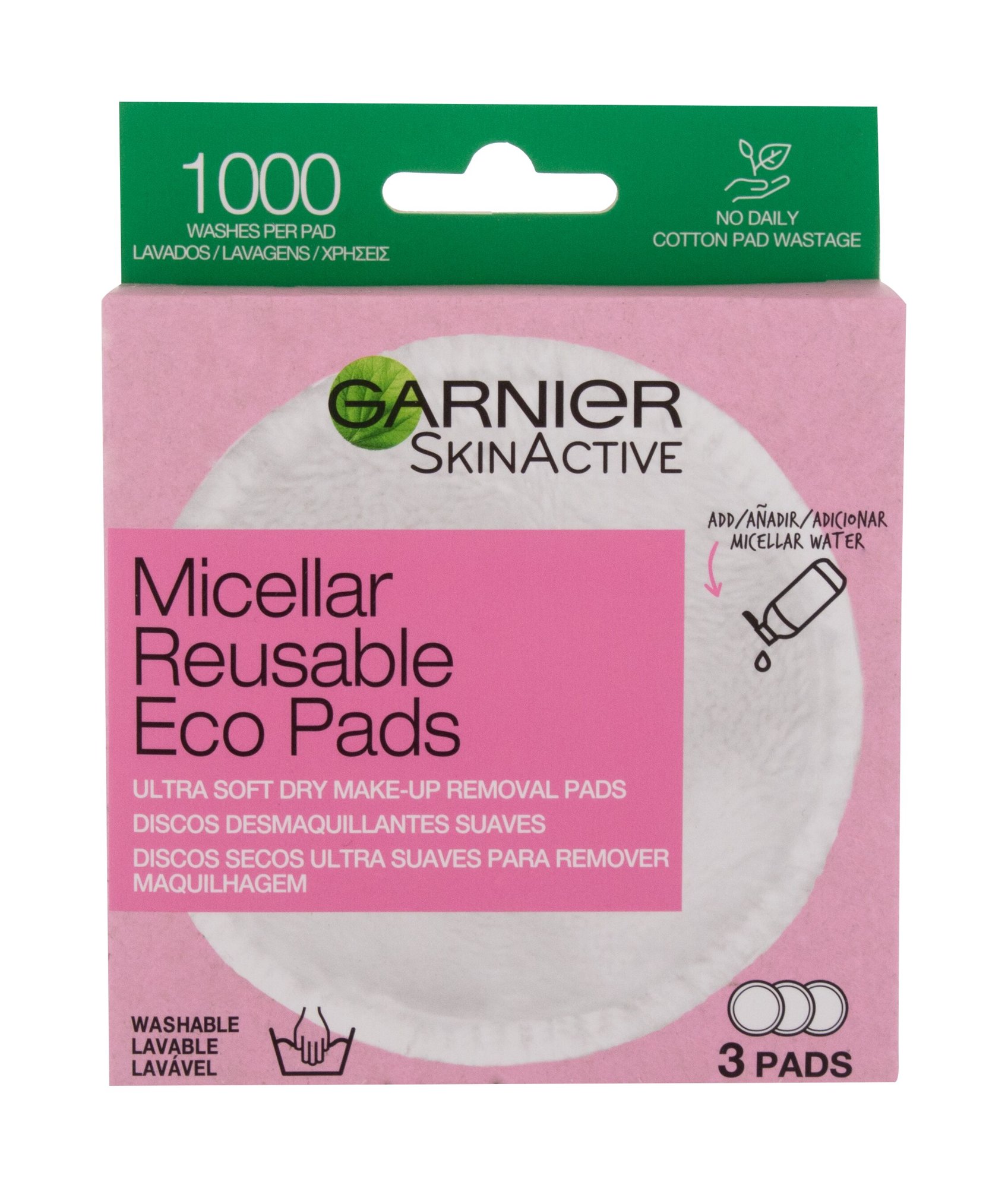 Garnier SkinActive Micellar Reusable Eco Pads 3vnt Moterims Valomosios servetėlės