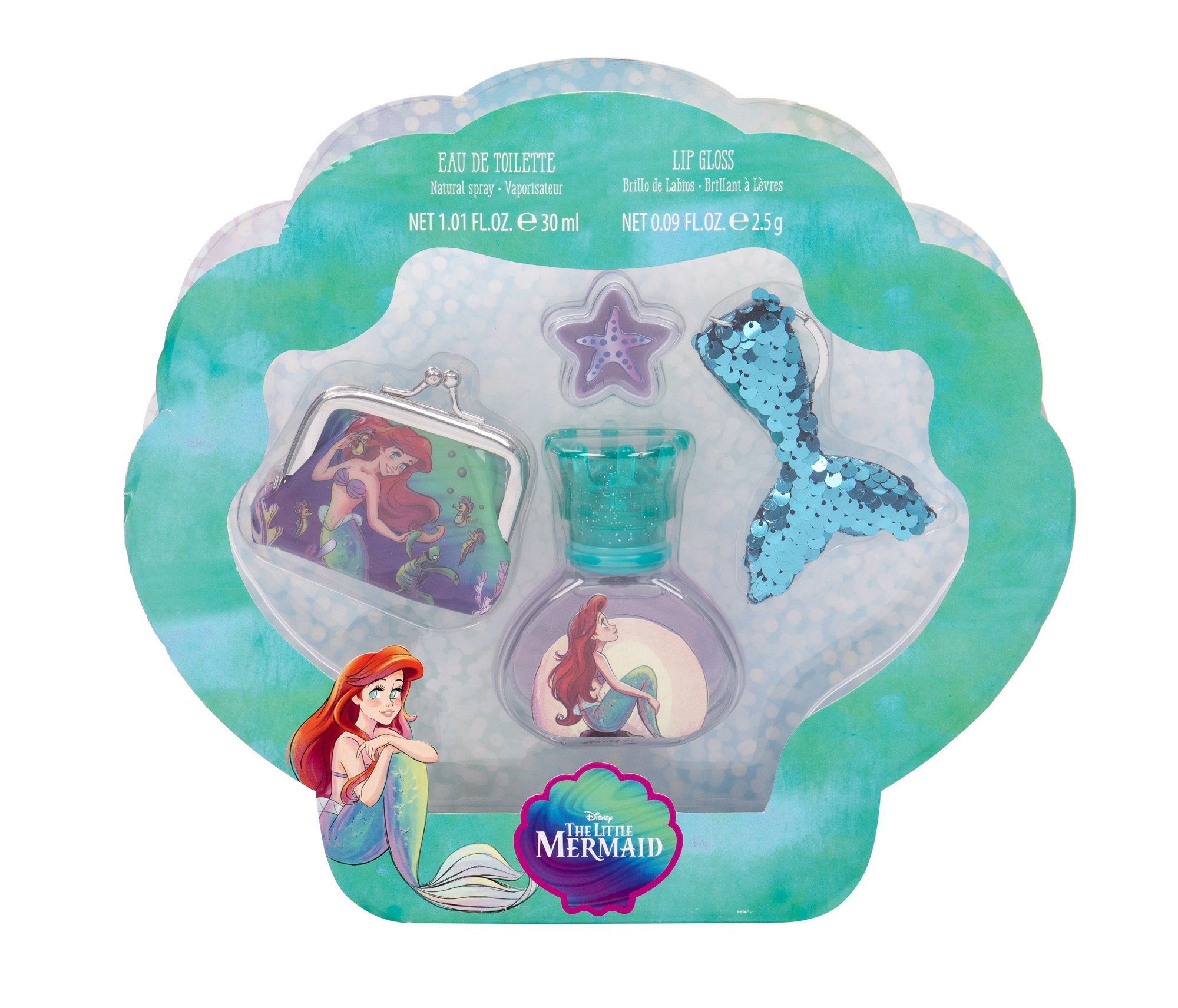 Disney Princess The Little Mermaid 30ml Edt 30 ml + Lip Shine 2,5 g + Wallet + Key Ring Kvepalai Vaikams EDT Rinkinys