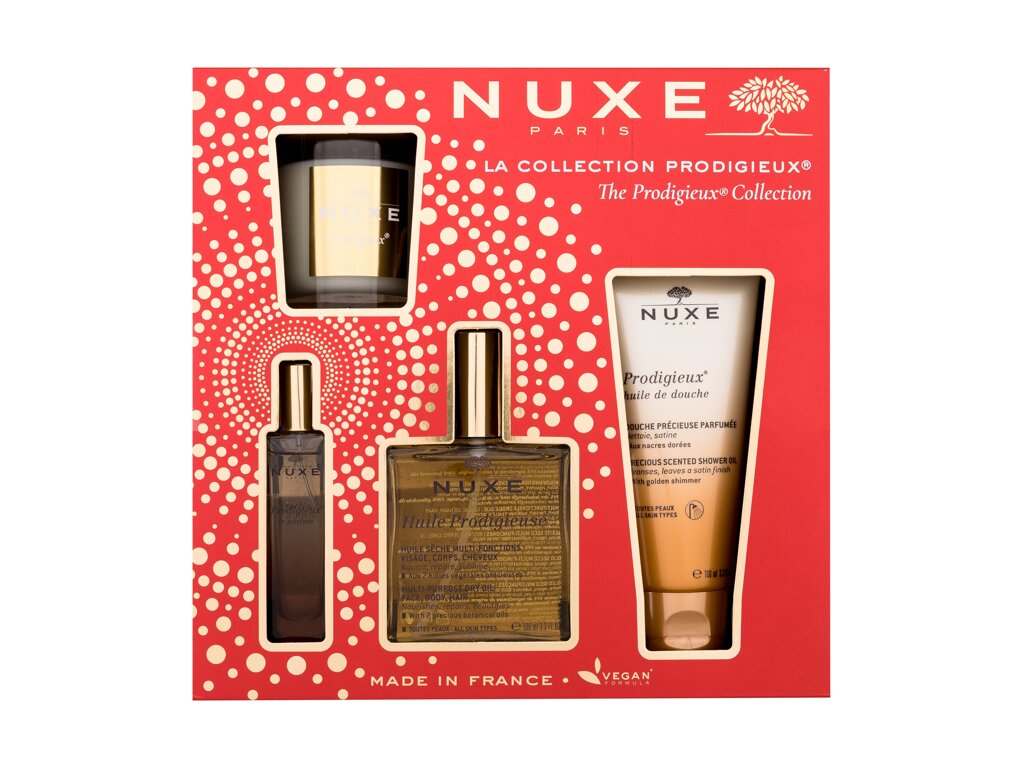 Nuxe Prodigieux Collection 100ml Dry Oil Huile Prodigieuse 100 ml + Shower Oil Prodigieux 100 ml + Edp Prodigieux Le Parfum 15 ml + Scented Candle Prodigieux 70 g kūno aliejus Rinkinys