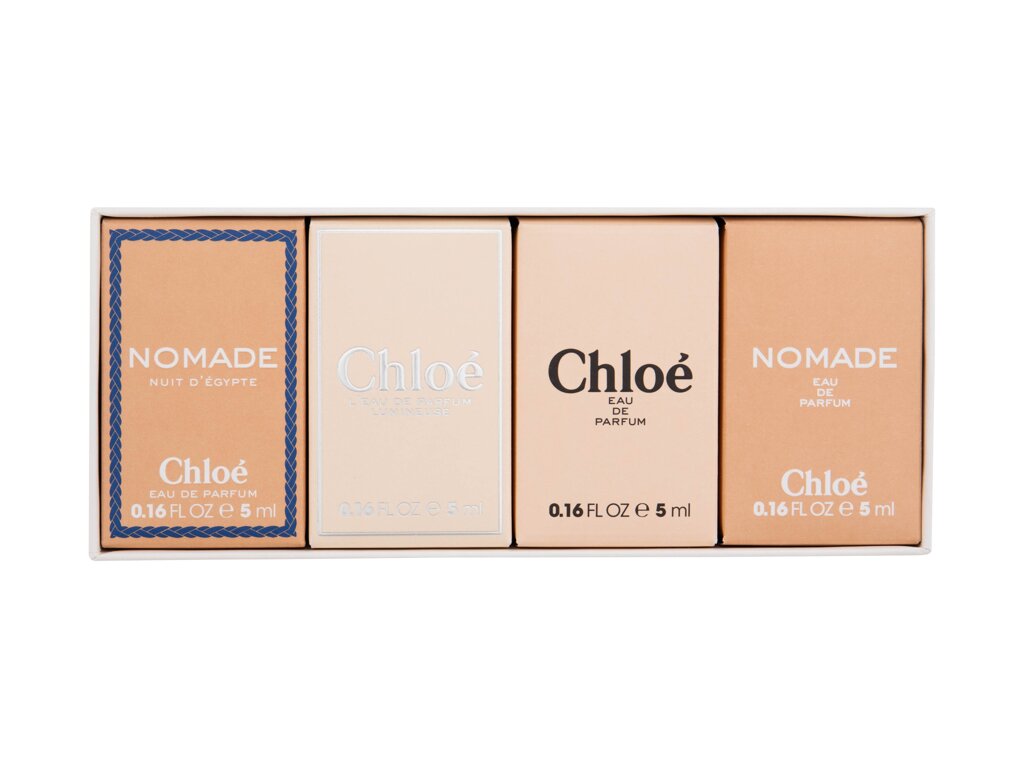 Chloe Mini Set Les Parfums 5ml EDP Nomade Nuit D'&Eacute;gypte 5 ml + EDP Chlo&eacute; L'Eau De Parfum Lumineuse 5 ml + EDP Chlo&eacute; 5 ml + EDP Nomade 5 ml kvepalai Moterims EDP Rinkinys