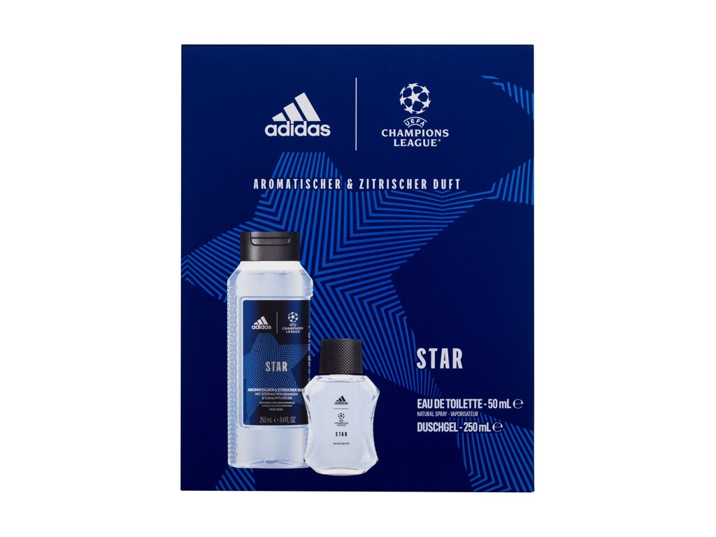 Adidas UEFA Champions League Star 50ml Edt 50 ml + Shower Gel 250 ml Kvepalai Vyrams EDT Rinkinys