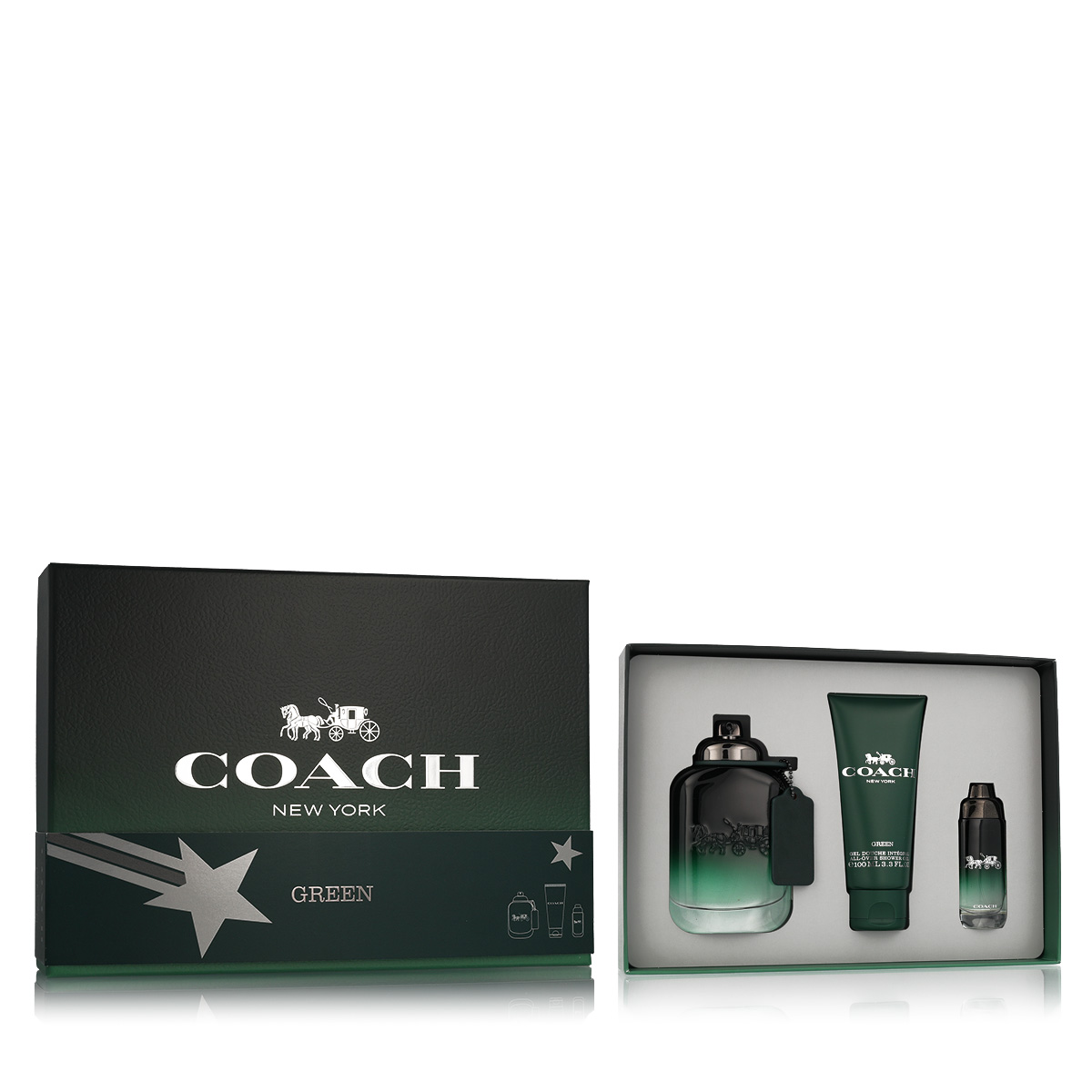 Coach Green Coach Green EDT 100 ml + EDT MINI 15 ml + SG for Body & Hair 100 ml (man) Kvepalai Vyrams Rinkinys