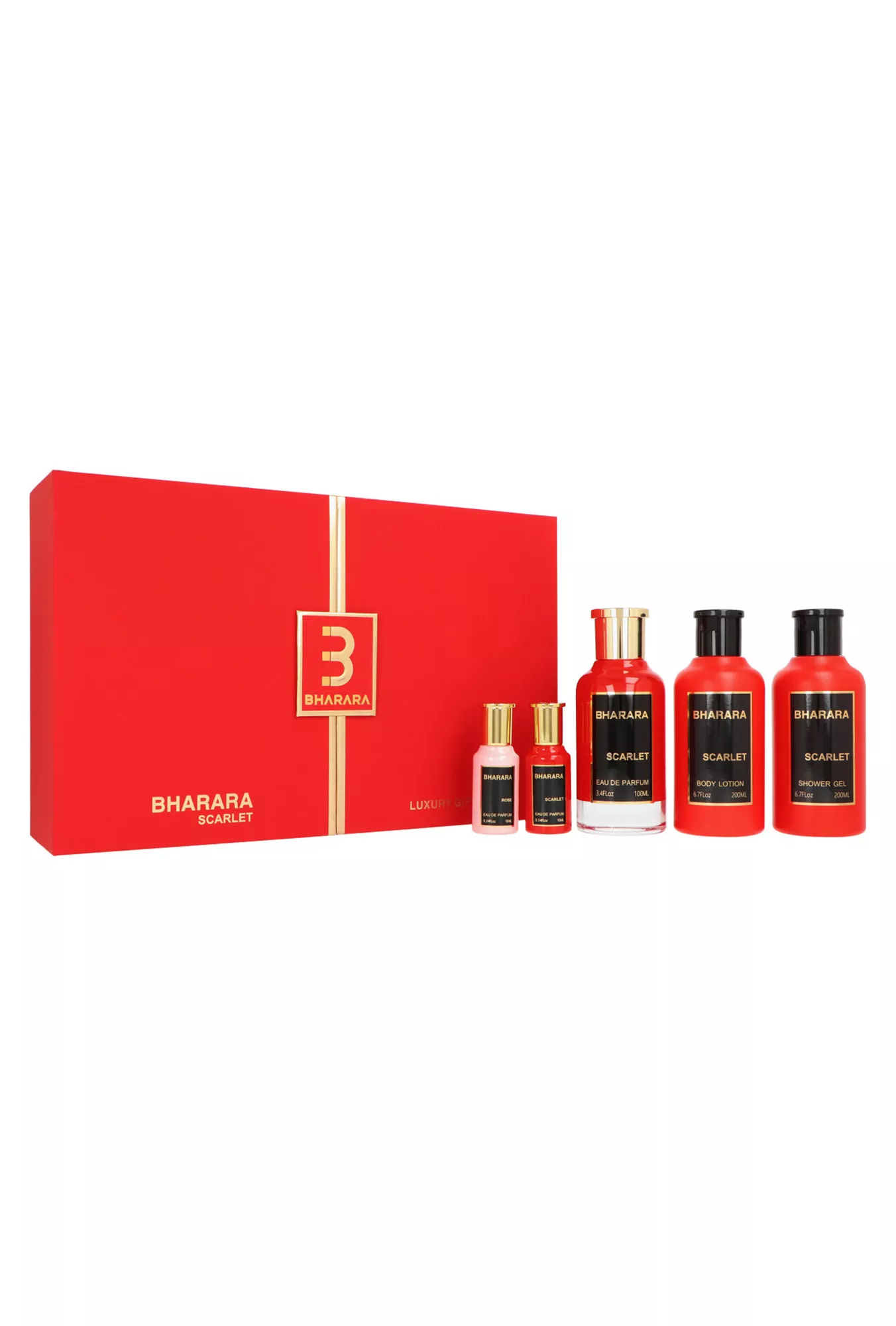 Bharara Collection: Scarlet 100ml Edp 100ml + Shower Gel 200ml + Edp 10ml + Rose Edp 10ml Kvepalai Unisex Rinkinys