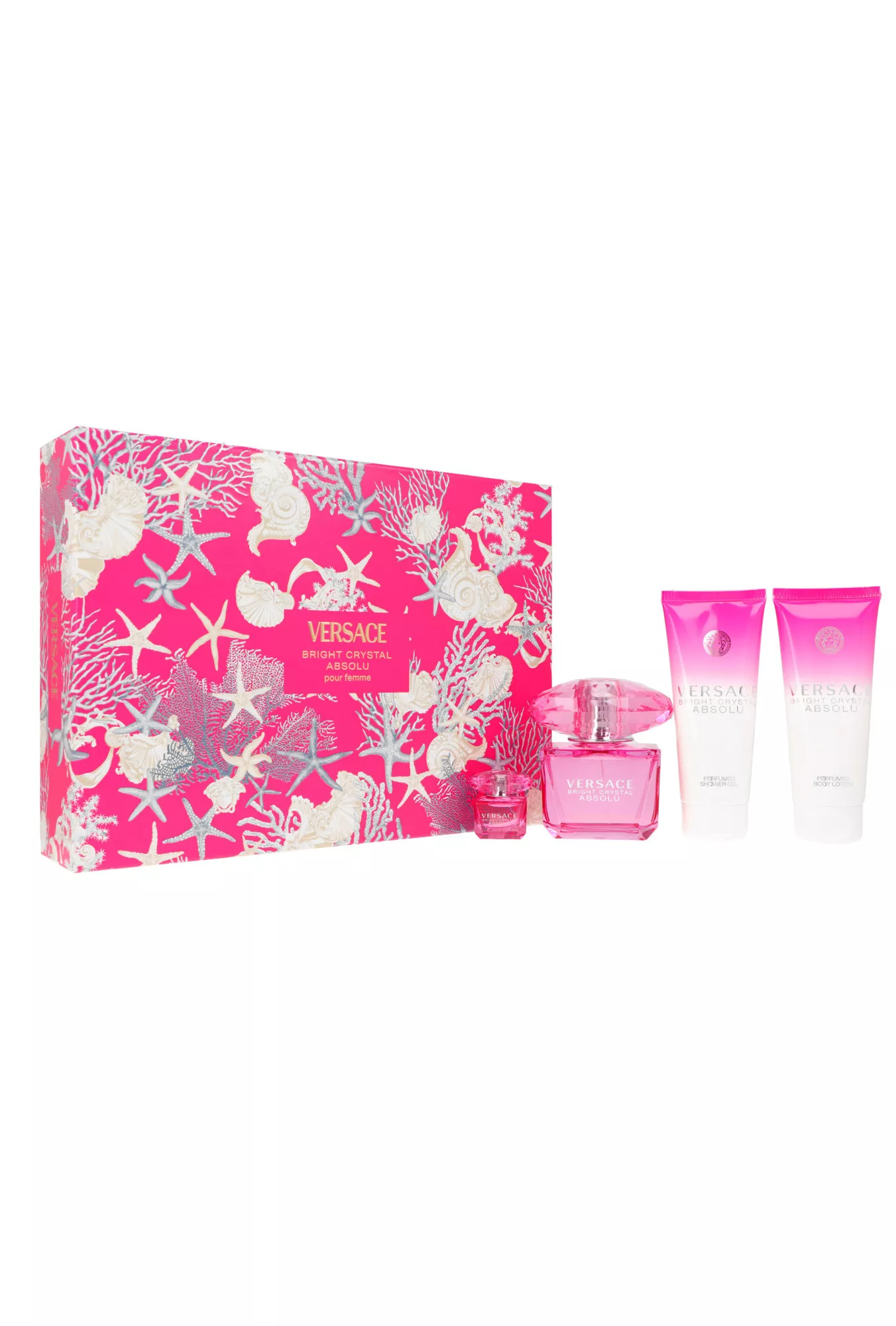 Versace Bright Crystal Absolu 90ml Edp 90ml + Shower Gel 100ml + Body Lotion 100ml + Edp 5ml Kvepalai Moterims Rinkinys