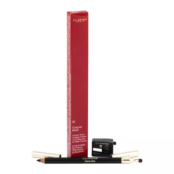 Clarins Crayon Khol Lon-Lasting Eye Pencil With Brush 01 Carbon Black 1, 1,05g akių kontūras