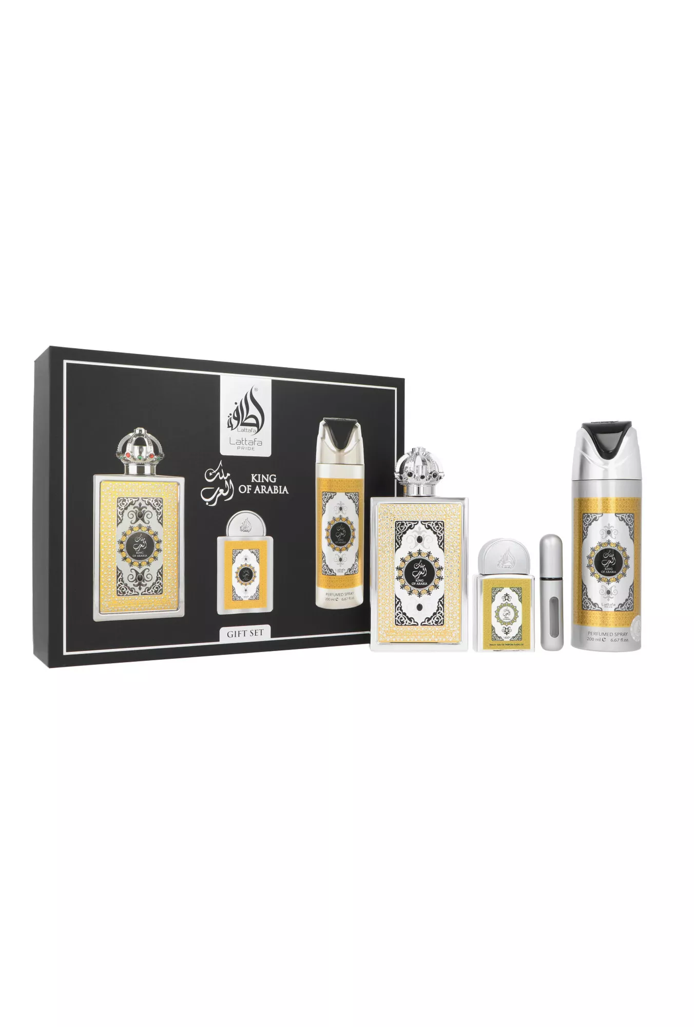 Lattafa King Of Arabia 100ml Edp 100ml + Edp 20ml + Deodorant 200ml Kvepalai Vyrams Rinkinys