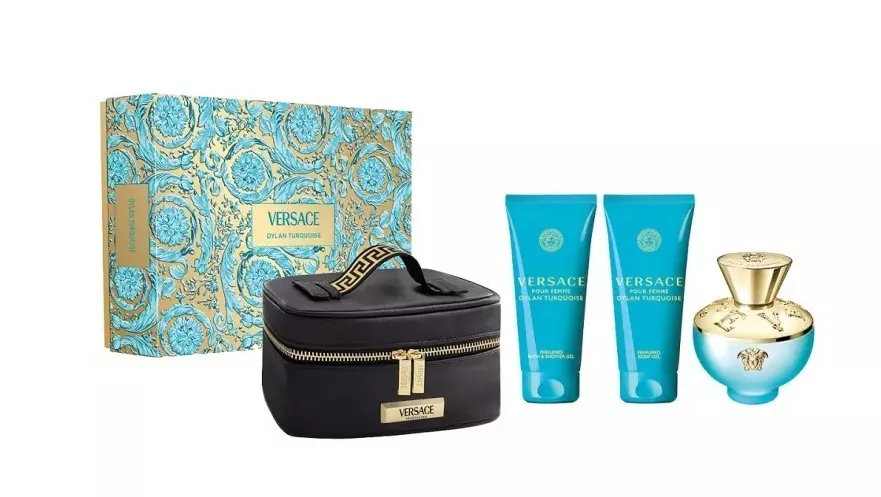 Versace Dylan Turquoise 100ml Edt 100ml + Shower Gel 100ml + Body Lotion 100ml + Cosmetic Bag Kvepalai Moterims Rinkinys