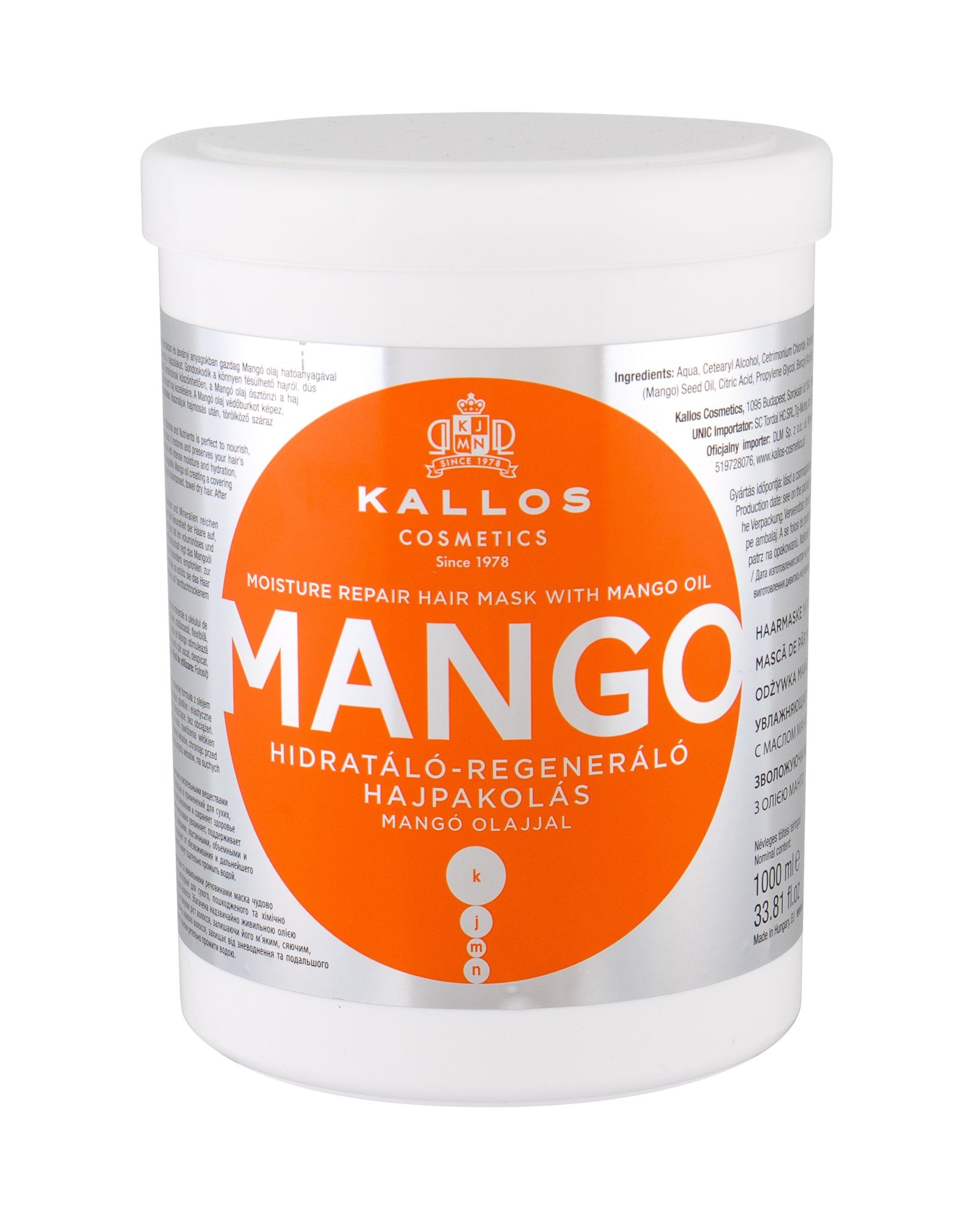 Kallos Cosmetics Mango 1000ml plaukų kaukė