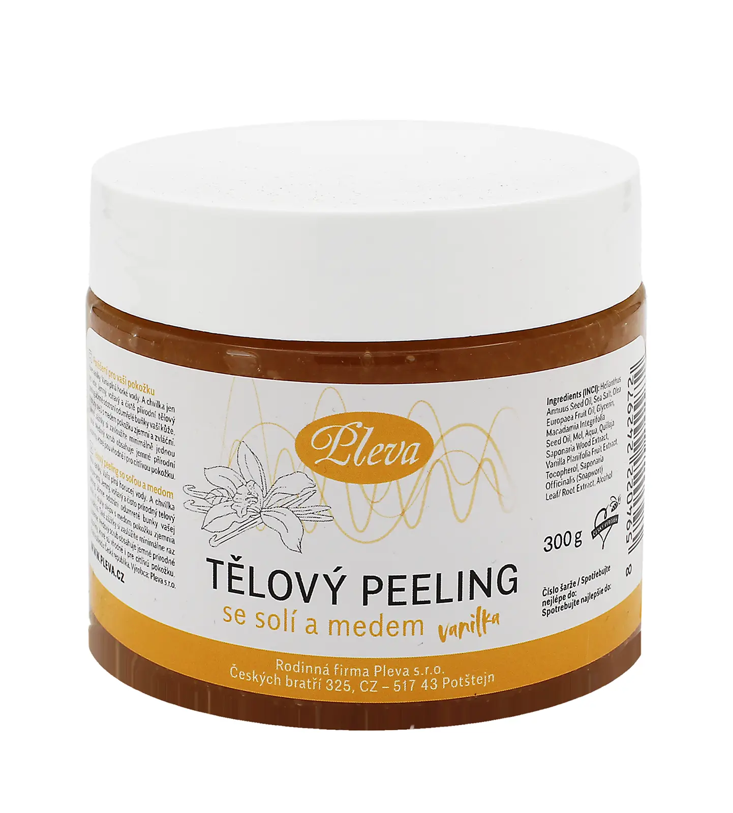 Pleva Exfoliating Body Scrub with Honey and Salt (Vanilla) 300g