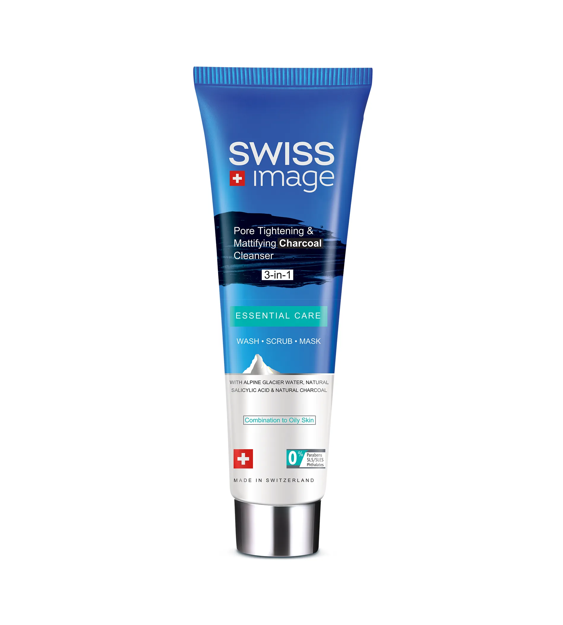 Swiss Image Essential Care Pore Tightening & Mattifying Charcoal Cleanser 3 in 1 100ml veido gelis