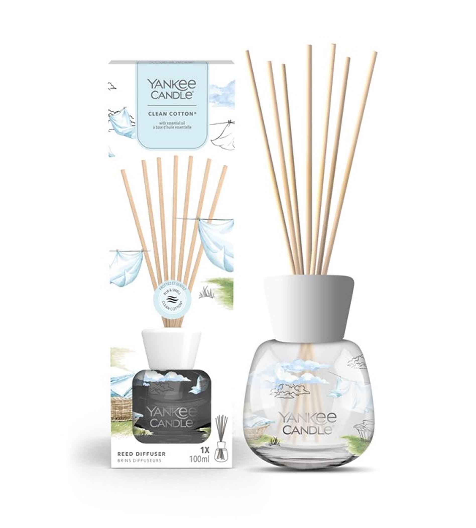 Yankee Candle Reed Clean Cotton 100ml Kvapų difuzorius ir pur&scaron;kiklis