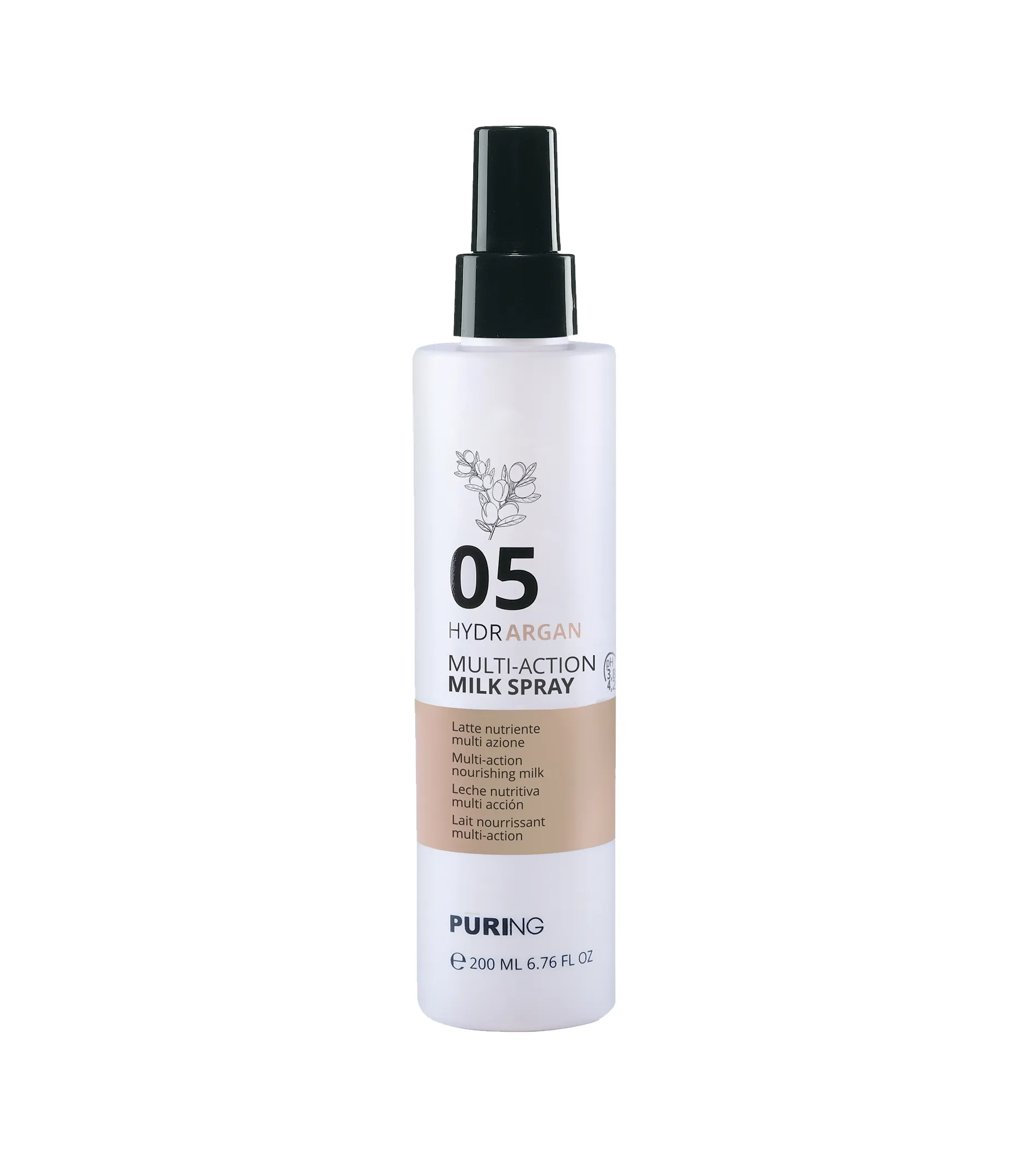 Puring 05 Hydrargan Multi-Action Milk Spray 200ml nenuplaunama plaukų priežiūros priemonė