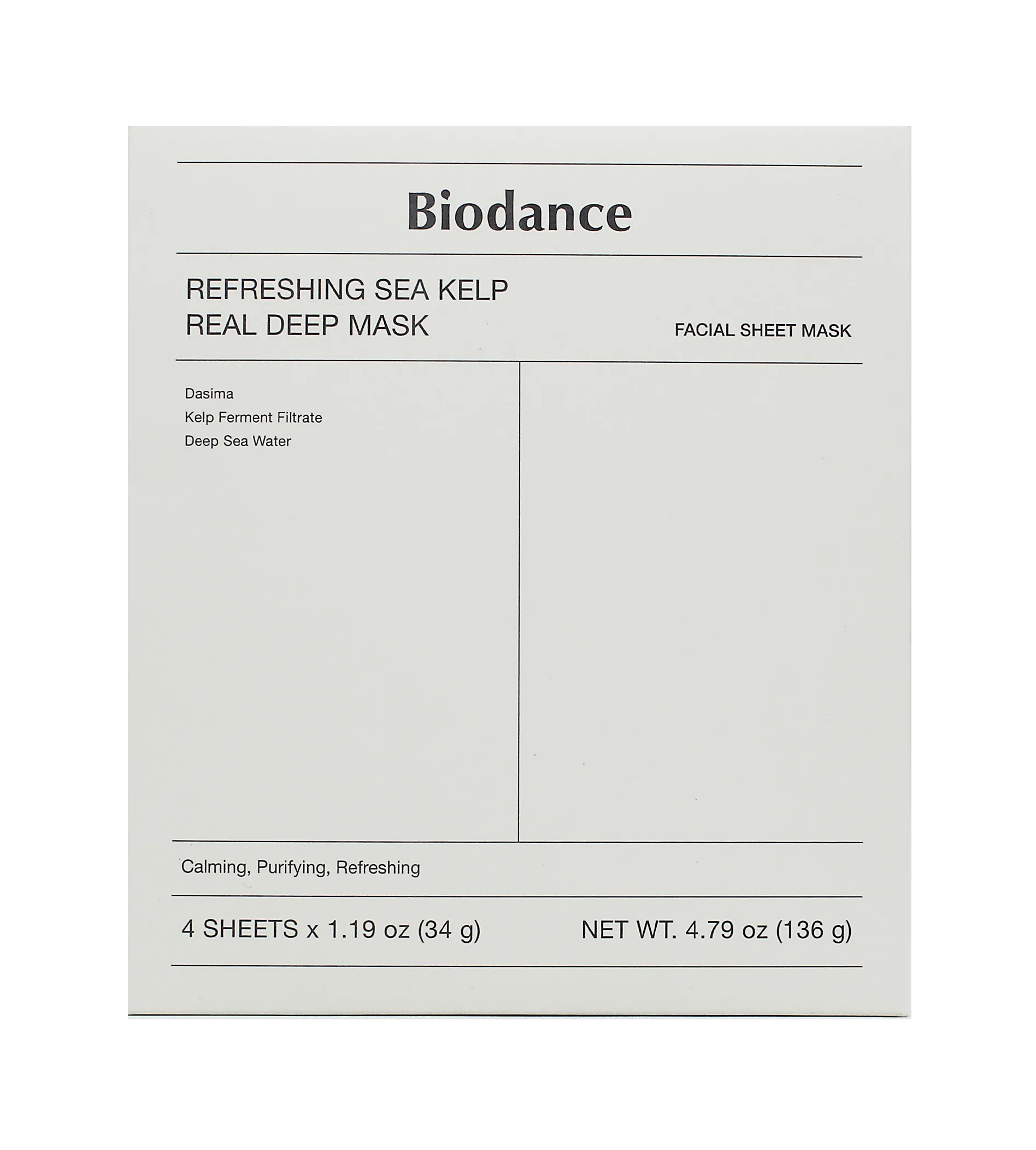 Biodance Refreshing Sea Kelp Real Deep Mask 34g Veido kaukė