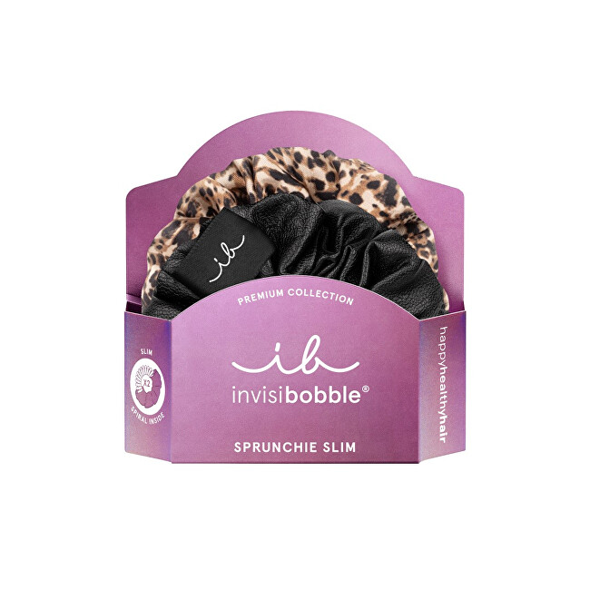 Invisibobble Hair elastic Sprunchie Slim Premium Leo is the New Black 2 pcs plaukų aksesuaras