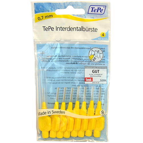 TePe Interdental brushes Normal 0.7 mm yellow 8 pcs tarpdančių siūlas