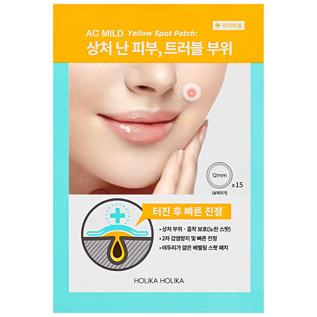Holika Holika Patches for skin imperfections AC Mild Yellow Spot Patch 15 pcs vietinės priežiūros priemonė