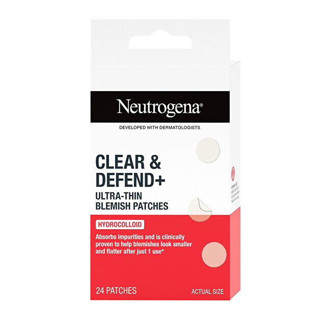 Neutrogena Ultra-thin patches for skin imperfections Clear & Defend+ (Blemish Patches) 24 pcs vietinės priežiūros priemonė