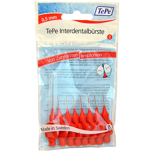 TePe Interdental brushes Normal 0.5 mm red 8 pieces tarpdančių siūlas