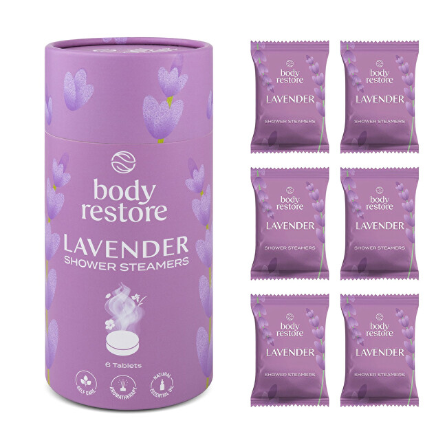 Body Restore Set of aromatic tablets for the shower Lavender Shower Steamers 6 pcs Moterims