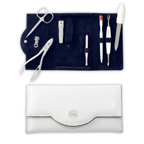 Credo Solingen Luxurious 7-Piece Manicure in White Leatherette Bianco 7 Manikiūro priemonė