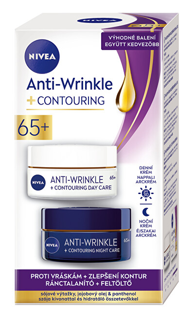 Nivea Gift set for improving the contours of mature skin 65+ Anti-Wrinkle vietinės priežiūros priemonė