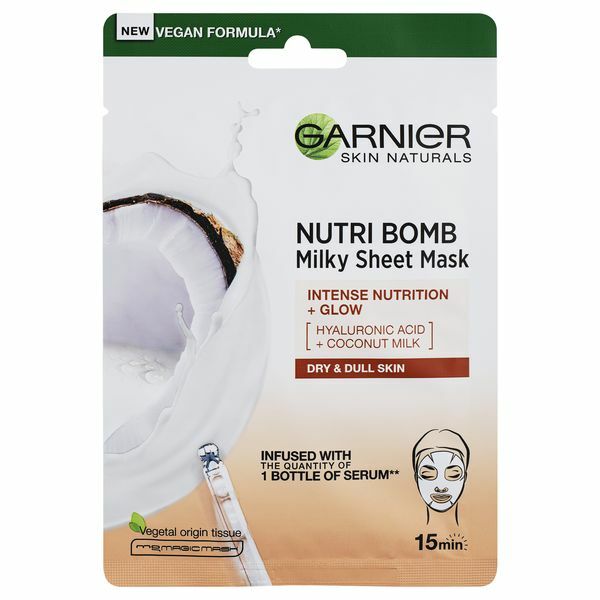 Garnier Textile face mask with coconut milk for dry skin Skin Natura l s (Milky Tissue Mask) 28 g Moterims