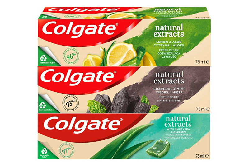 Colgate Toothpaste Natura l s Mix ( Charcoal, Aloe, Lemon) 3 x 75 ml 75ml dantų pasta