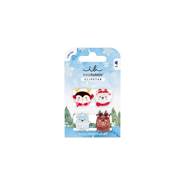 Invisibobble Clipstar Kids Cozy Snowy Friends Hair Clip 4 pcs plaukų aksesuaras