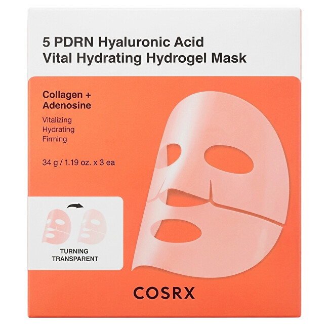COSRX Hydrating mask 5 PDRN Hyaluronic Acid Hydrogel Mask 3 x 34 g vietinės priežiūros priemonė