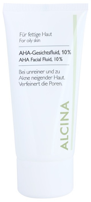 ALCINA Skin fluid with AHA acids 10% (AHA Facial Fluid, 10%) 50 ml 50ml vietinės priežiūros priemonė