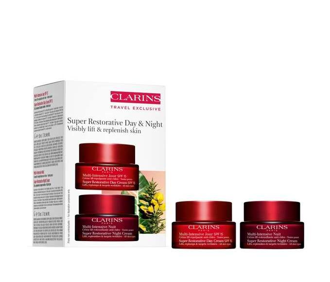 Clarins Super Restorative Day & Night care gift set for mature skin vietinės priežiūros priemonė