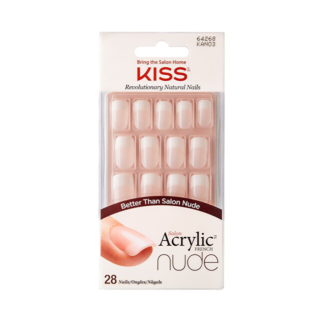 Kiss Acrylic nails - French manicure for a natural look Salon Acrylic French Nude 64268 28 pcs priemonė nagams