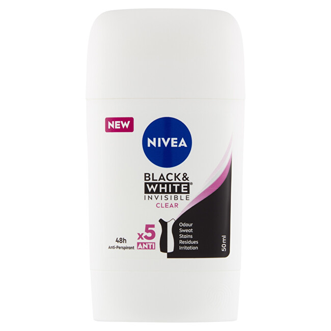 Nivea Solid antiperspirant Invisible For Black & White Clear 50 ml 50ml dezodorantas