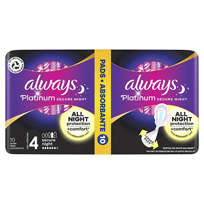 Always Secure Platinum Night sanitary pads 10 pcs Intymios higienos priemonė