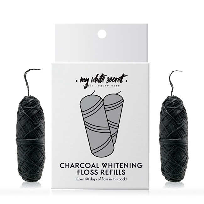 My White Secret Dental floss with activated carbon refill (Charocal Whitening Floss) 2 x 30 m dantų balinimui