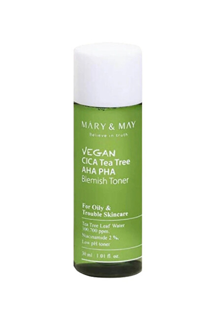 MARY & MAY Skin tonic CICA Tea Tree AHA PHA Blemish Toner 30 ml 30ml vietinės priežiūros priemonė