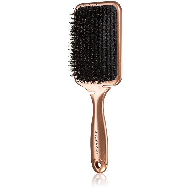 BrushArt Flat Boar Bristle Paddle Hairbrush Bronze plaukų šepetys BrushArt Flat Boar Bristle Paddle Hairbrush Bronze plaukų šepetys