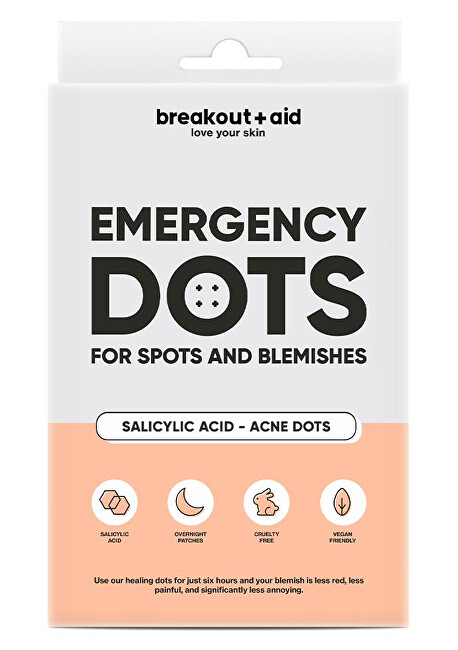 Breakout+aid Acne patches with salicylic acid Emergency Dots 72 pcs vietinės priežiūros priemonė