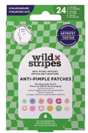 Wild Stripes Groovy Protect Hydrocolloid Acne Patches with Hyaluronic Acid (Anti-Pimple Patches) 24 pcs vietinės priežiūros priemonė
