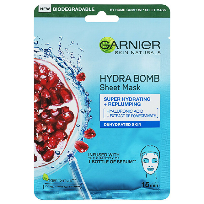 Garnier Moisture & Aqua Bomb Super (Skin Tissue Superhydrating Mask) 28 g vietinės priežiūros priemonė