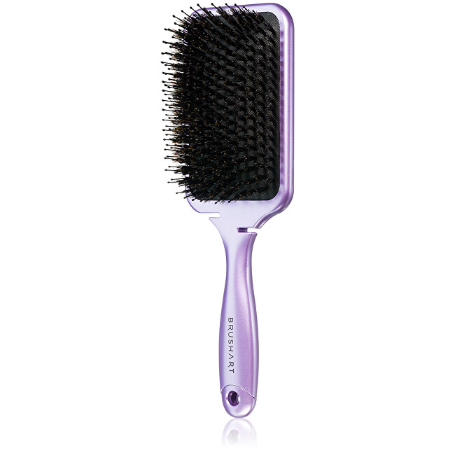BrushArt Boar Bristle Paddle Hairbrush Metallic Lilac plaukų šepetys BrushArt Boar Bristle Paddle Hairbrush Metallic Lilac plaukų šepetys