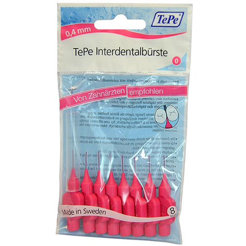 TePe Interdental brushes Normal 0.4 mm pink 8 pcs tarpdančių siūlas